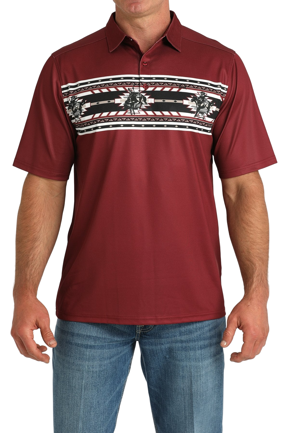 CINCH MEN'S ARENAFLEX PRINT POLO - BURGUNDY